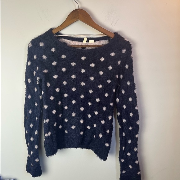 Anthro | Moth Polka Dot Navy and White Sweater Small - Picture 2 of 4